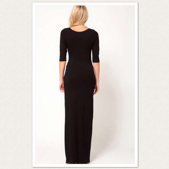 ASOS LOVE Bodycon Maxi Dress w/Side Split in Black - Picture 3 of 6